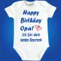 Preview: Baby-Body mit Druck Happy Birthday