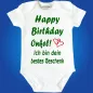 Preview: Baby-Body mit Druck Happy Birthday