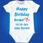 Preview: Baby-Body mit Aufdruck Happy Birthday
