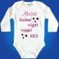 Preview: Lustiger Babybody mit Spruch und individuellem Namen