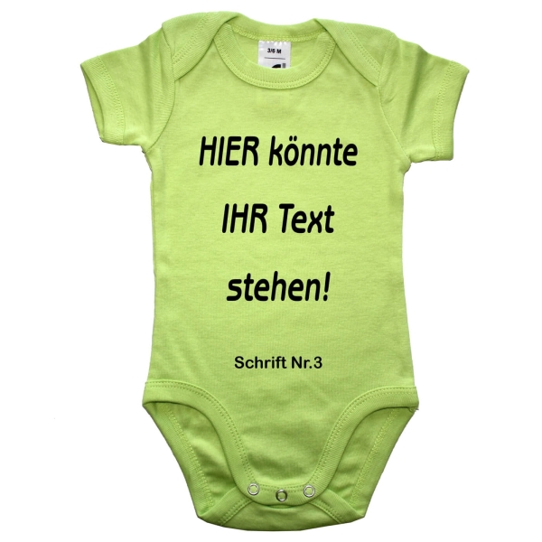 Baby-Body mit freier Text-, Farb- und Schriftwahl