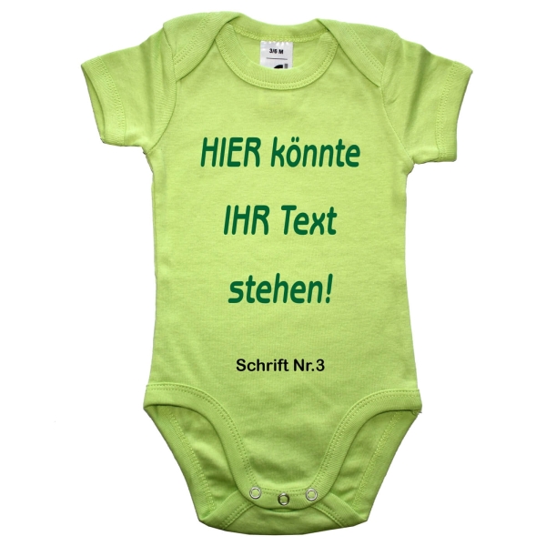 Baby-Body mit freier Text-, Farb- und Schriftwahl