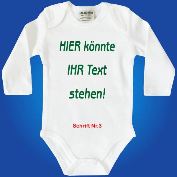Baby-Body mit freier Farb-, Text- und Schriftwahl