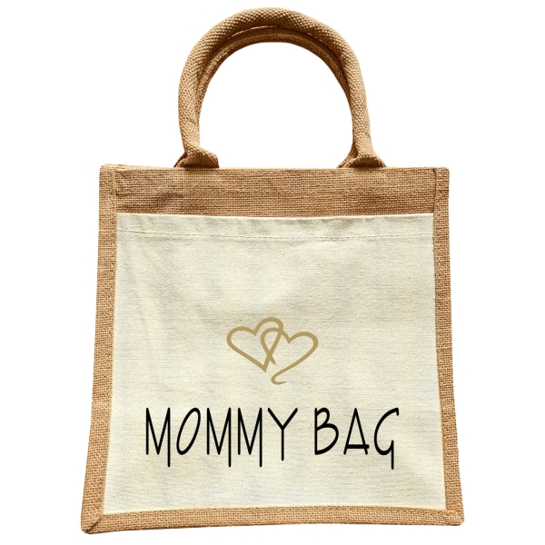 Jute Tasche Mommy Bag & Mini Bag - Mami & Kinder Handtasche