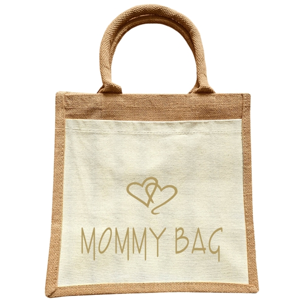 Jute Tasche Mommy Bag & Mini Bag - Mami & Kinder Handtasche