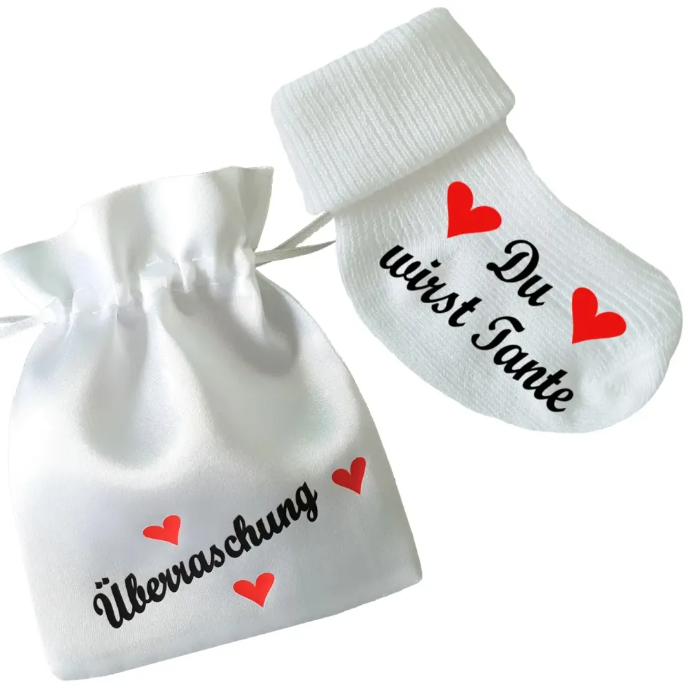 Babysocken mit Druck Tante - Onkel