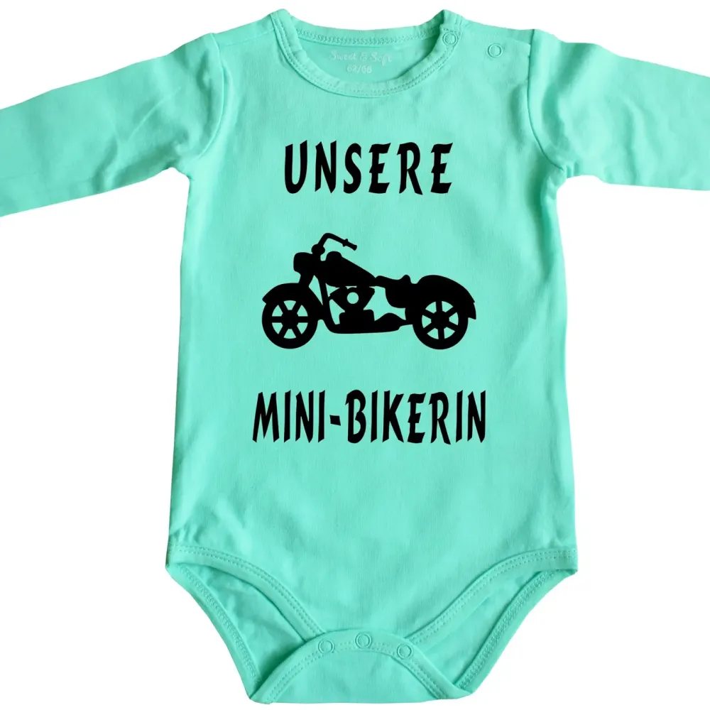 Baby‑Body mit Chopper‑Motiv und witzigem Spruch