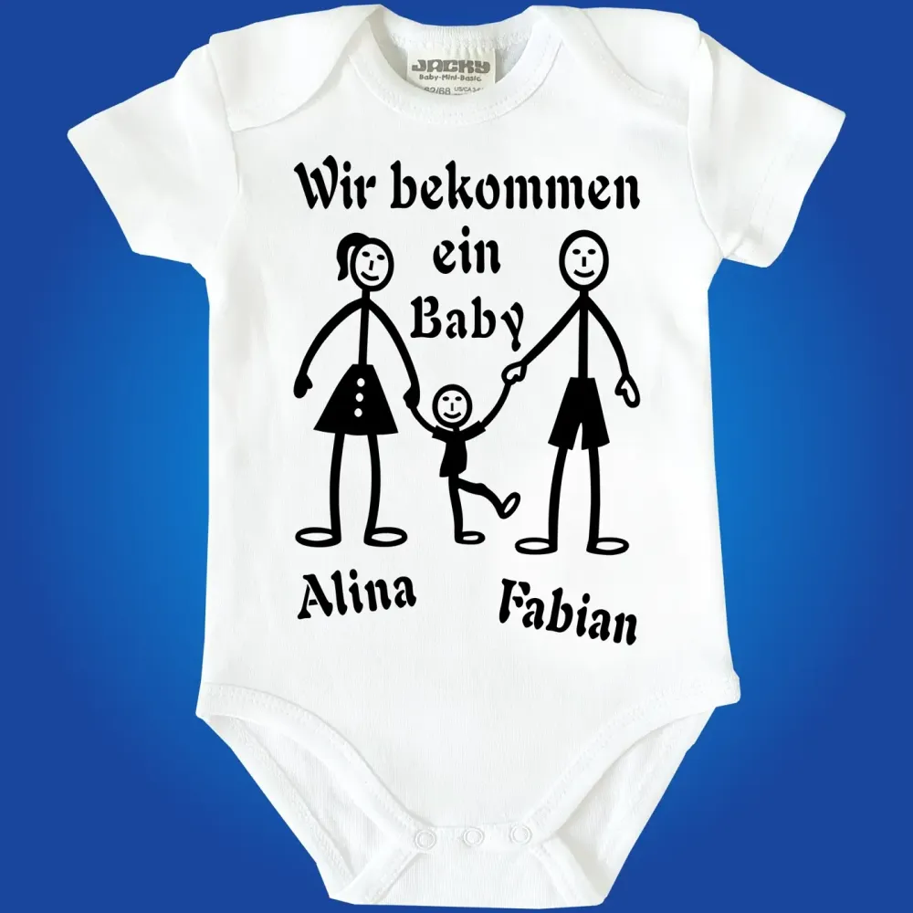 Baby-Body mit Schwangerschaftsmitteilung