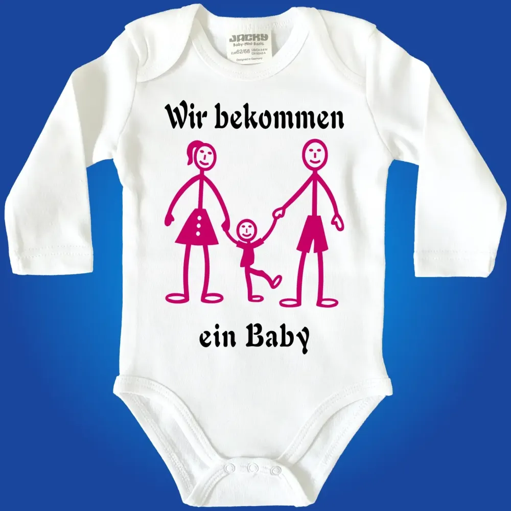 Preview: Baby-Body mit Druck Strichmaennchen