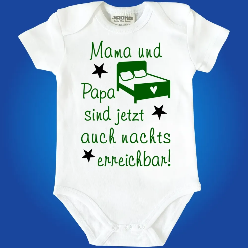 Baby‑Body mit Spruch über nächtliche Baby‑Rufe