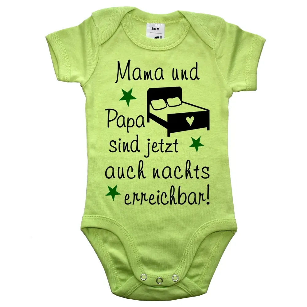 Babybody mit Spruch nachts erreichbar