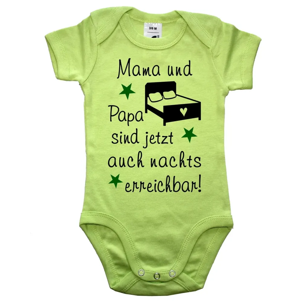 Preview: Babybody mit humorvollem Nacht‑Motiv für Eltern