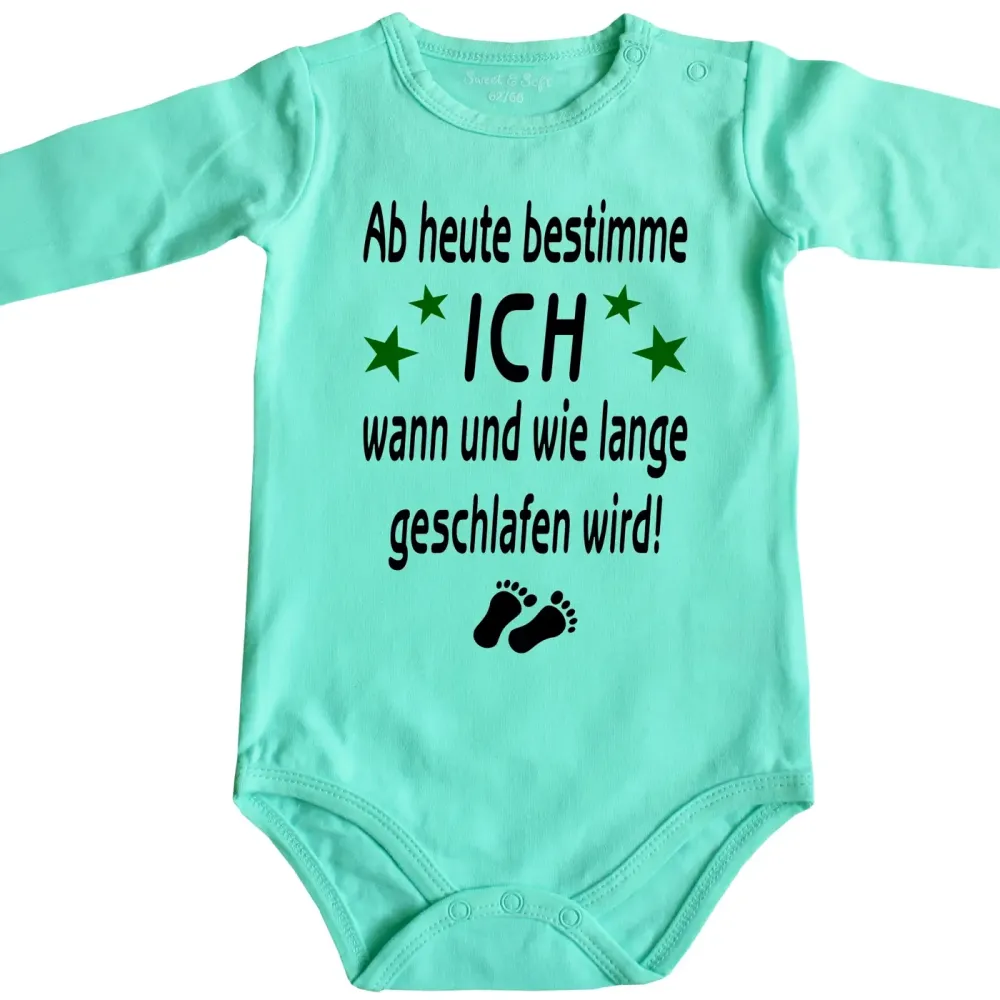 Lustiger Baby‑Body mit Nacht‑Spruch für Eltern