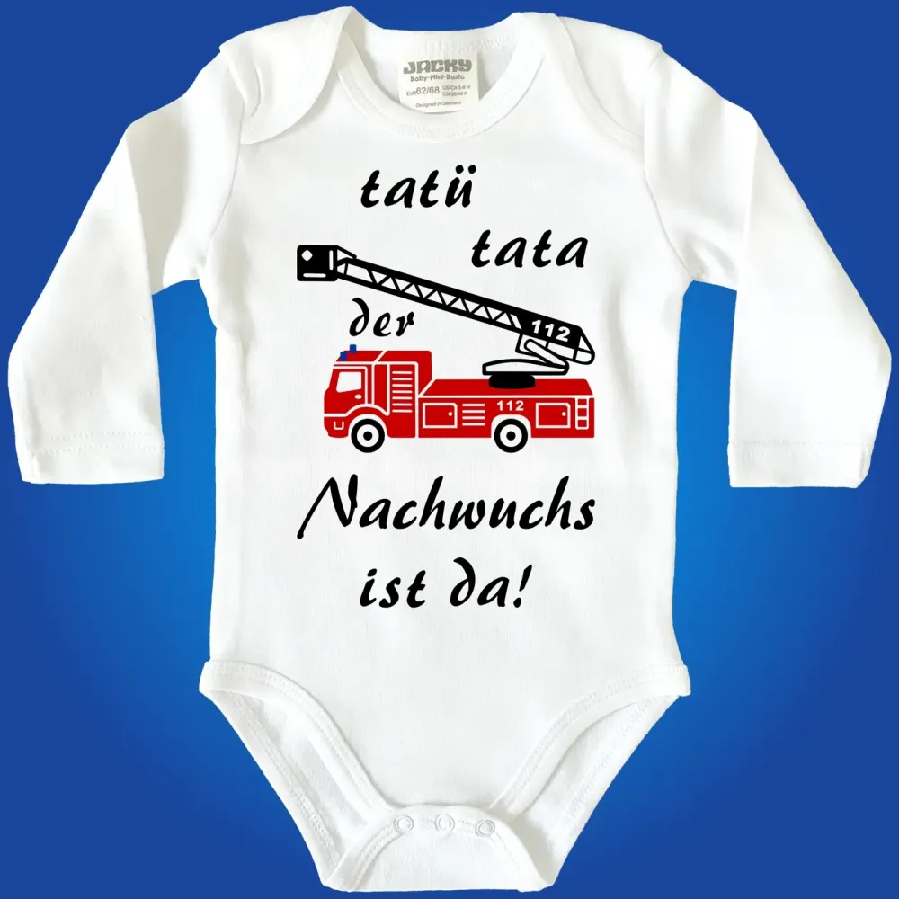 Preview: Feuerwehr Baby‑Body mit rotem Feuerwehrauto