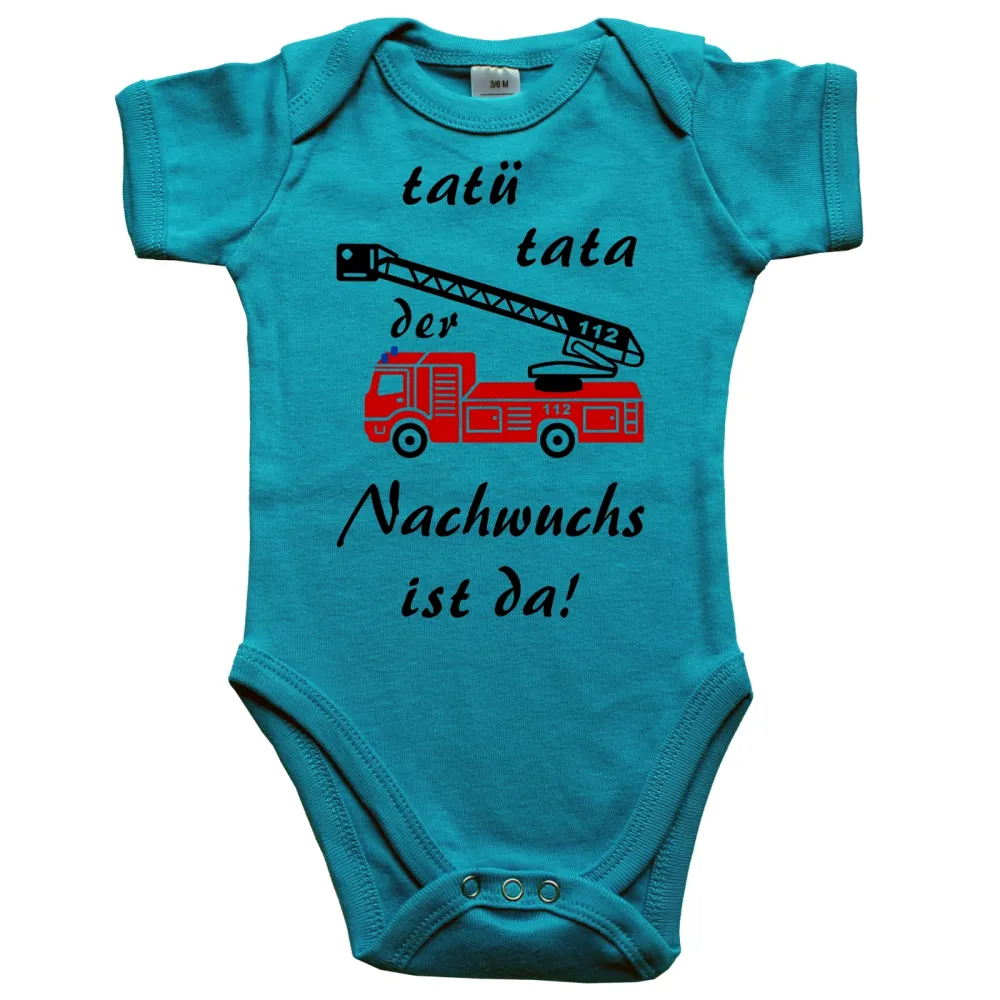 Baby‑Body mit Feuerwehrdesign und humorvollem Spruch