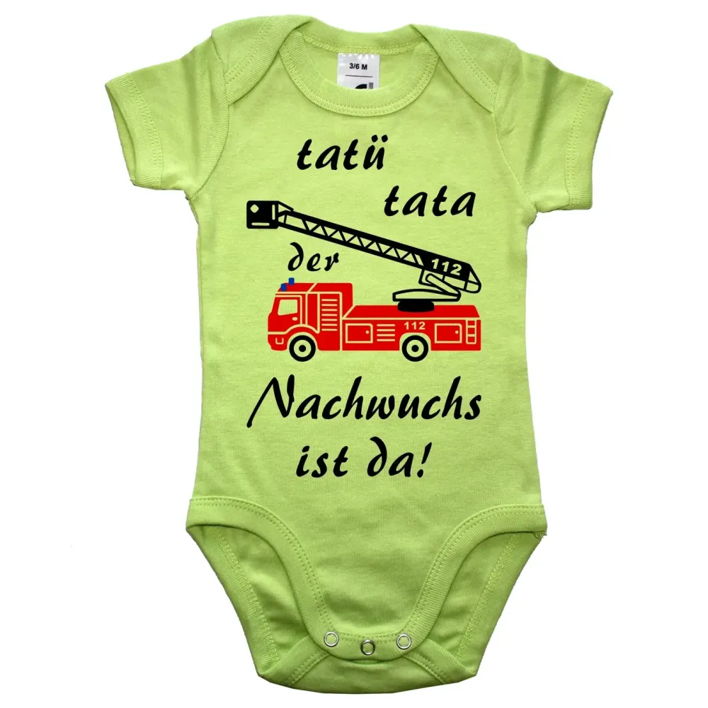 Babybody mit Feuerwehrauto Feuerwehr Nachwuchs