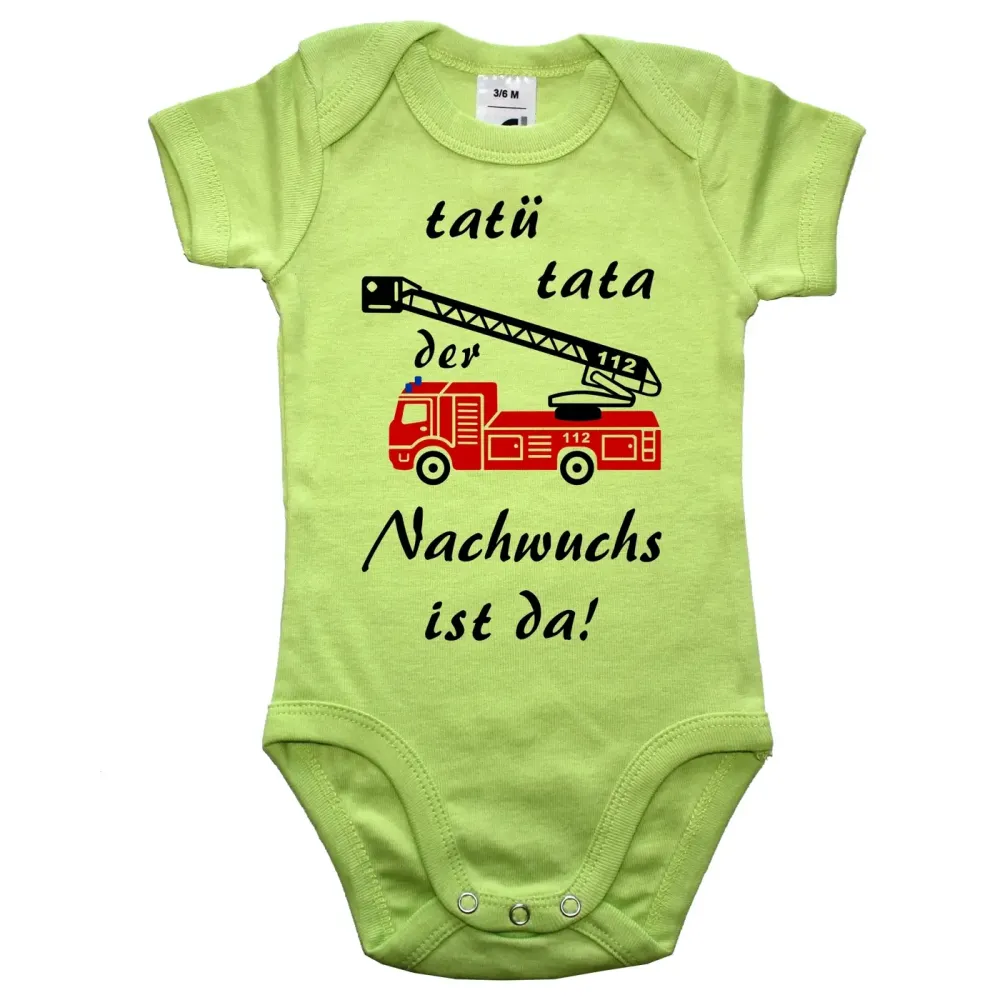 Baby‑Body mit Feuerwehrauto für Feuerwehrmann oder Feuerwehrfrau Nachwuchs