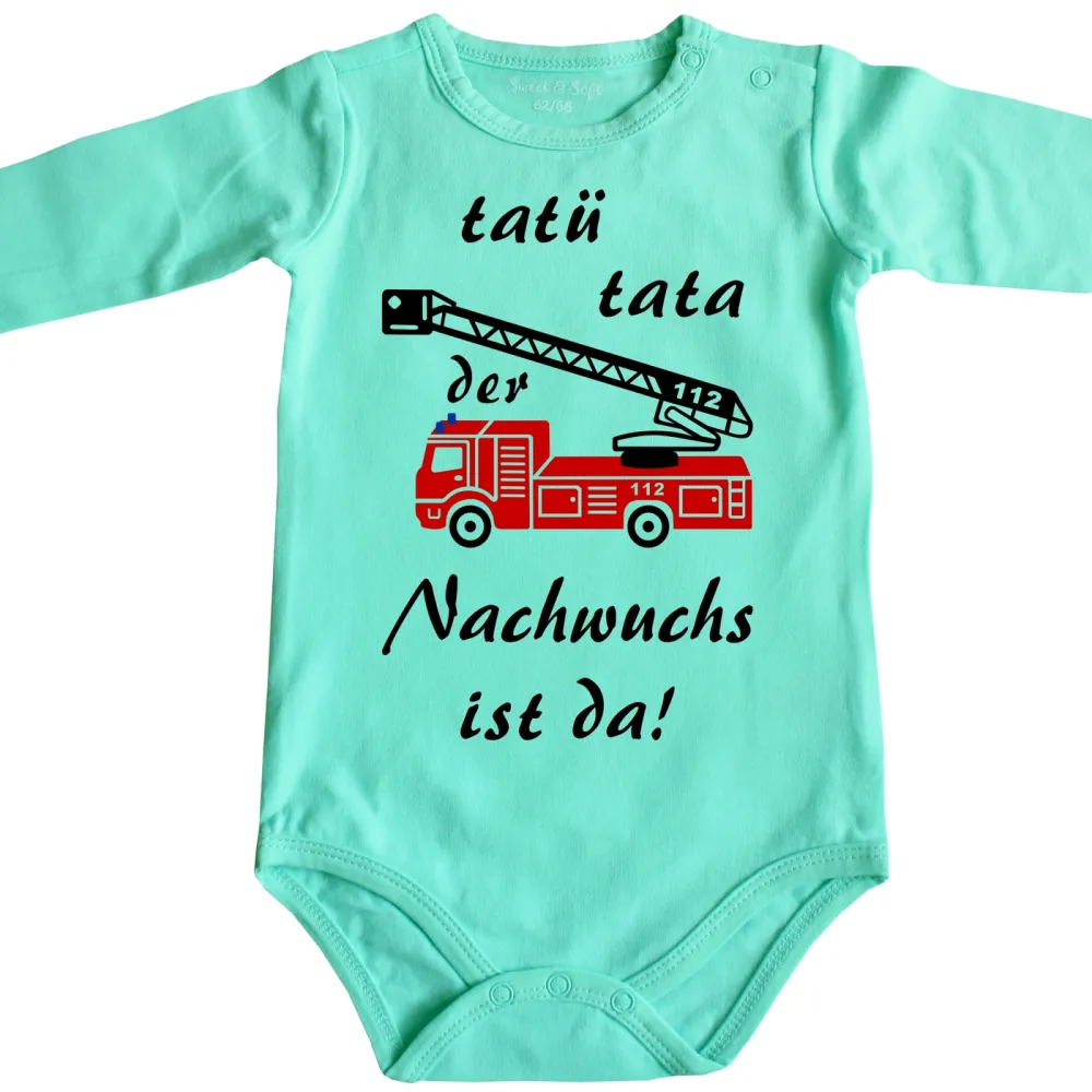 Baby‑Body mit Feuerwehrauto für Feuerwehrmann oder Feuerwehrfrau Nachwuchs