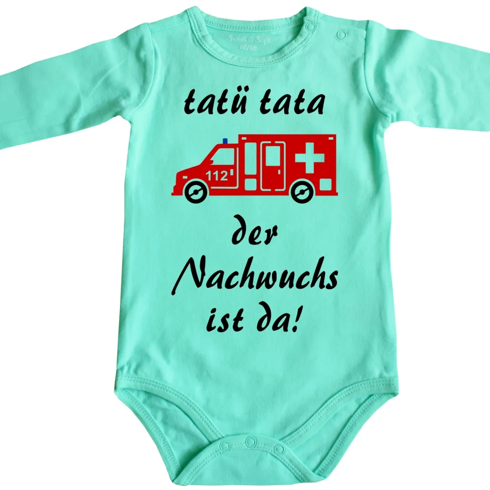 Baby‑Body mit Rettungswagen für Sanitäter‑ oder Notarzt‑Nachwuchs