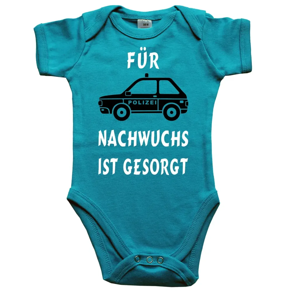 Preview: Lustiger Babybody mit Polizei‑Motiv für frischgebackene Eltern