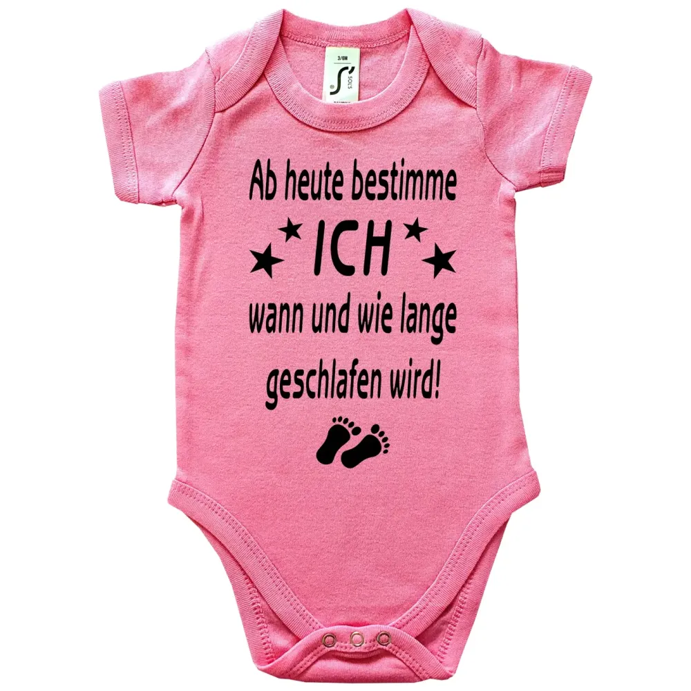 Preview: Baby-Body mit Spruch - Ab heute bestimme ich Preview: Baby-Body Wie lange geschlafen wird
