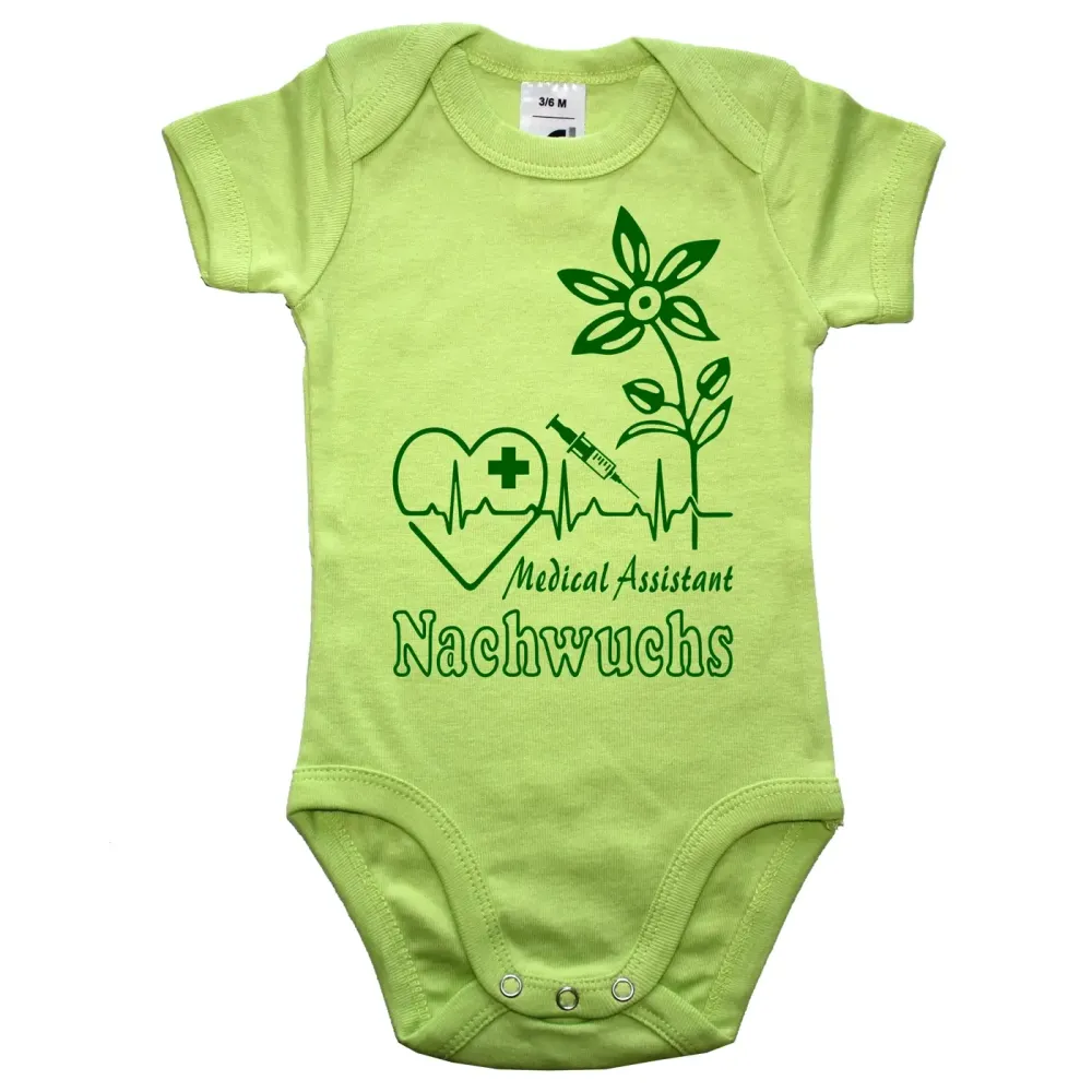 Baby-Body mit humorvollem Pflege‑Motiv für Kinder von Pflegefachkräften