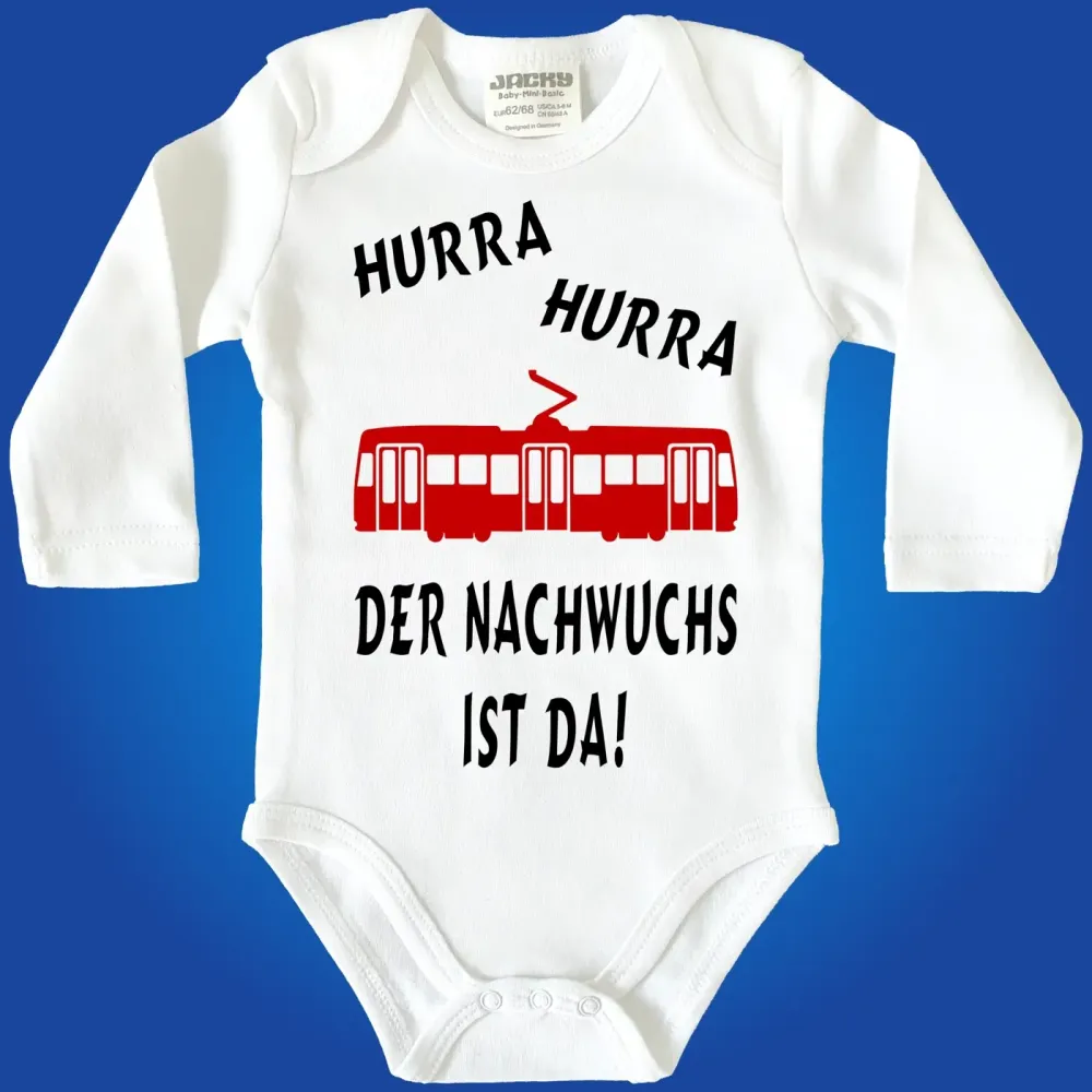 Strampler mit Strassenbahn Straßenbahn