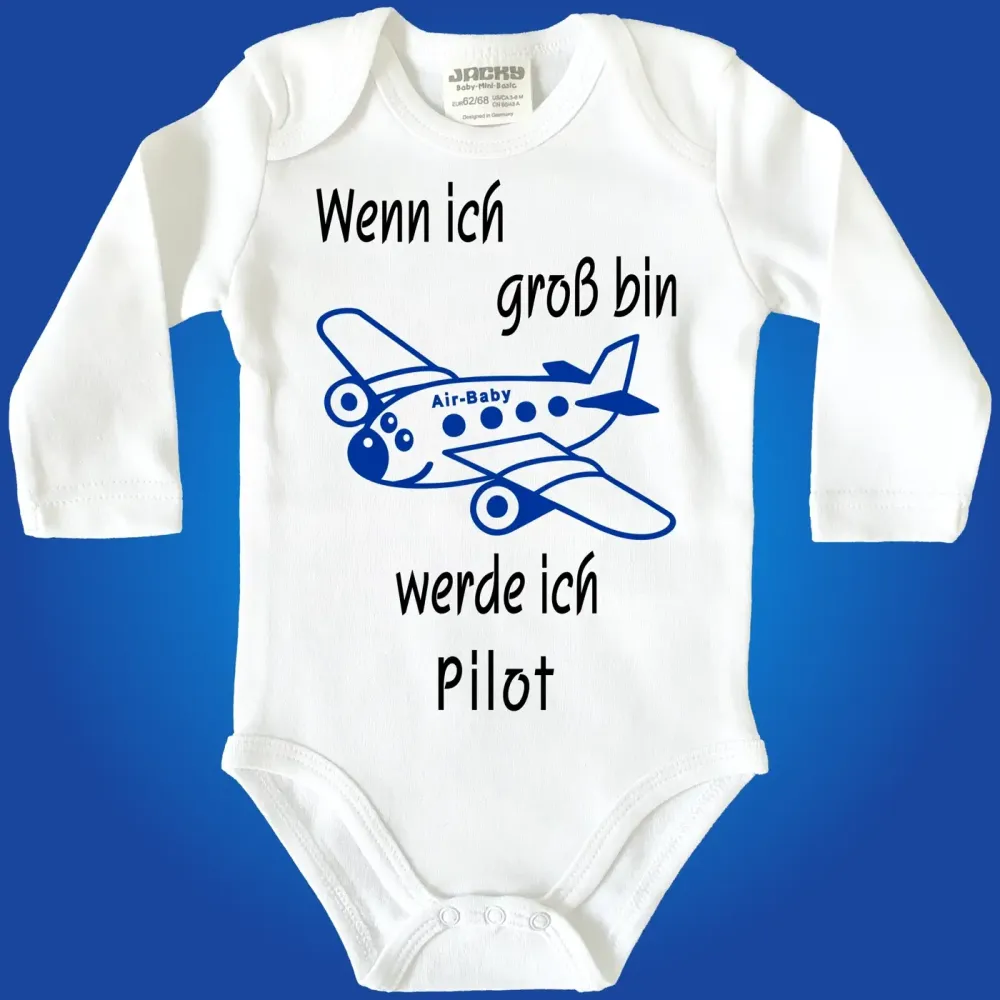 Baby-Body mit Flugzeug Pilot Pilotin