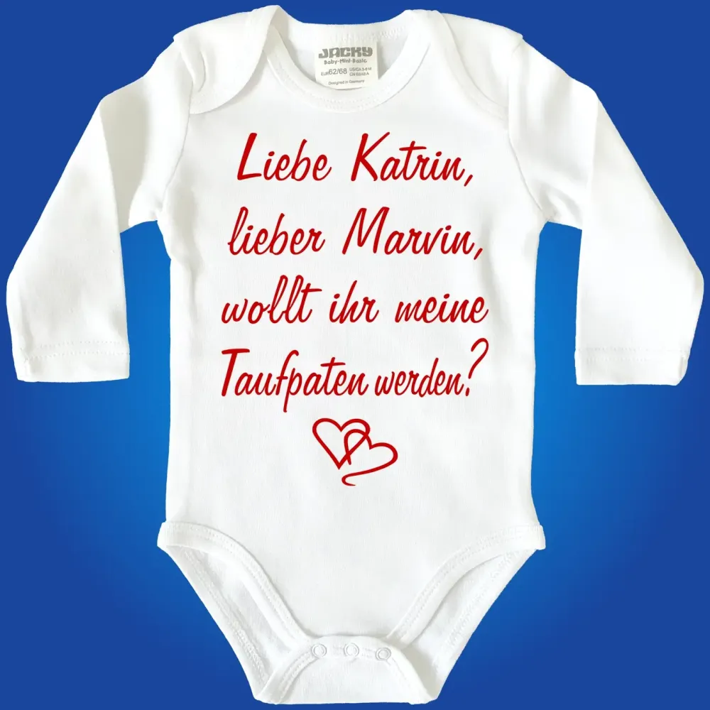 Baby Bodie mit Spruch Patentante