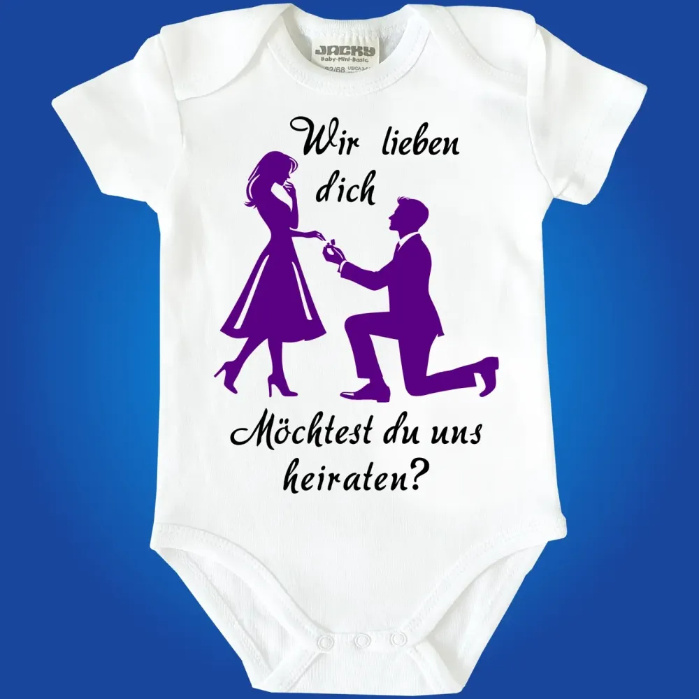 Preview: Baby-Body mit Druck Hochzeitsantrag
