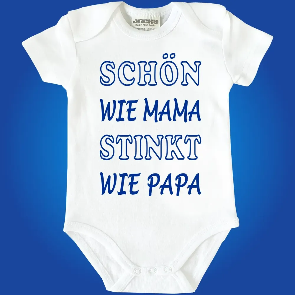 Lustiger Baby‑Body mit Mama‑Papa‑Spruch
