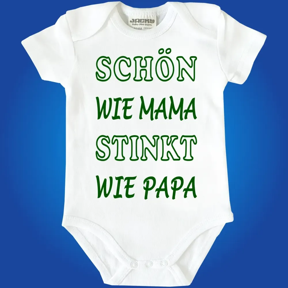 Preview: Witziger Body - SCHÖN wie Mama STINKT wie Papa Preview: Baby Bodie Schön wir Mama stinkt wie Papa