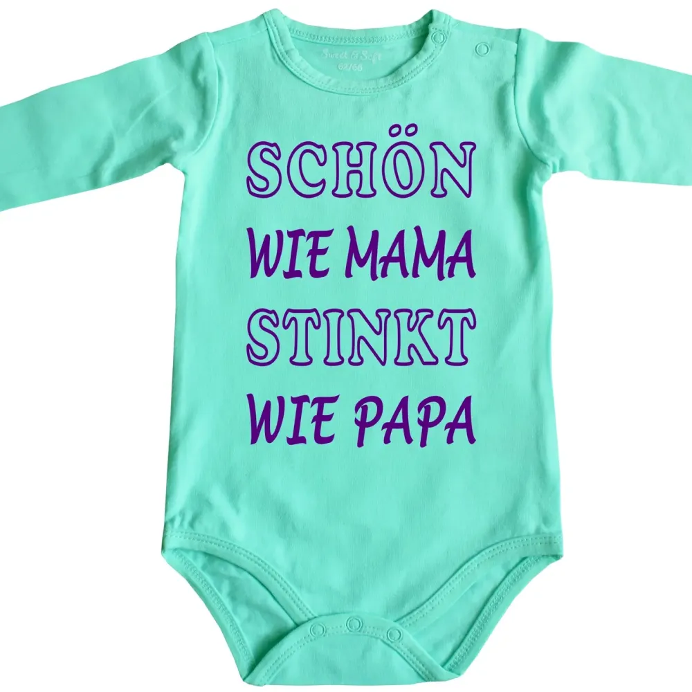 Preview: Bedruckter Baby‑Body mit lustigem Mama‑Papa‑Motiv