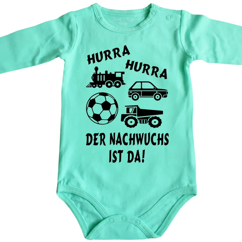 Baby-Body mit Lokomotive, Auto, Ball und Kipper für Kita‑Personal