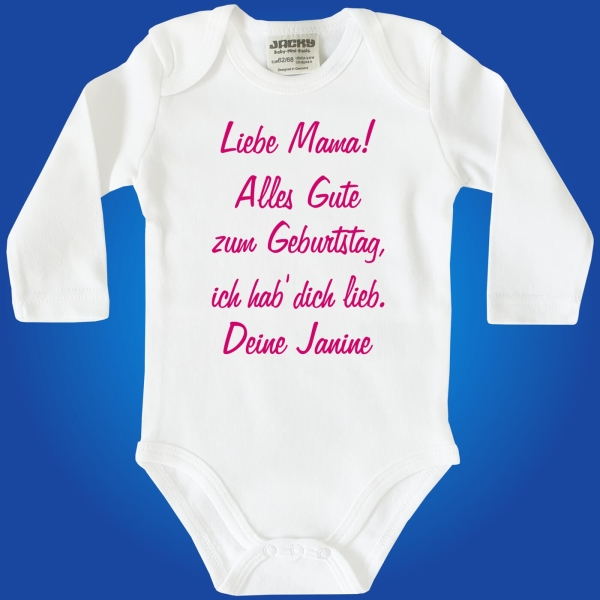 Baby-Body zum Geburtstag mit Wunschname