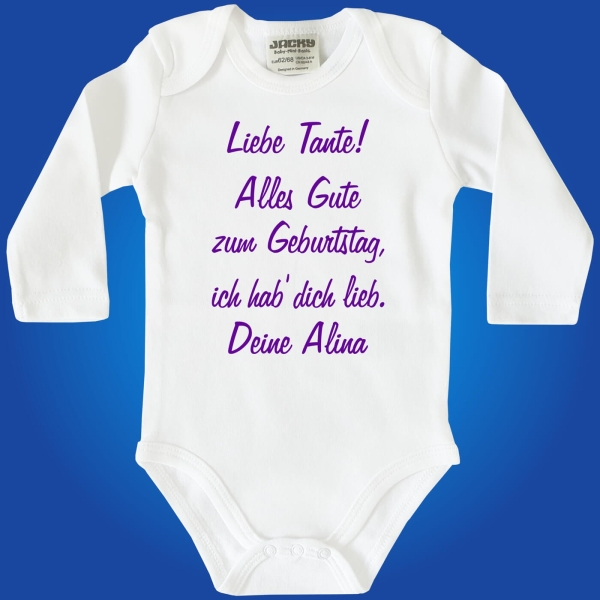 Baby-Body zum Geburtstag mit Wunschname