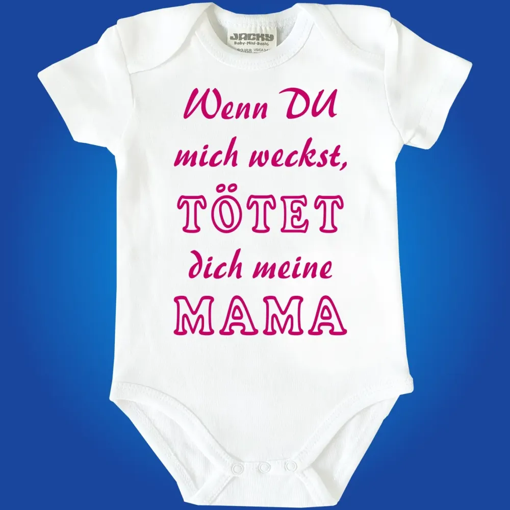 Babybody mit frechem Spruch über Schlaf und Wecken