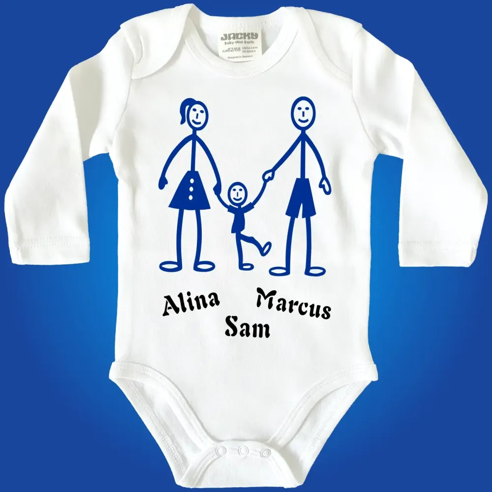 Preview: Baby-Body mit Strichmännchen Familie