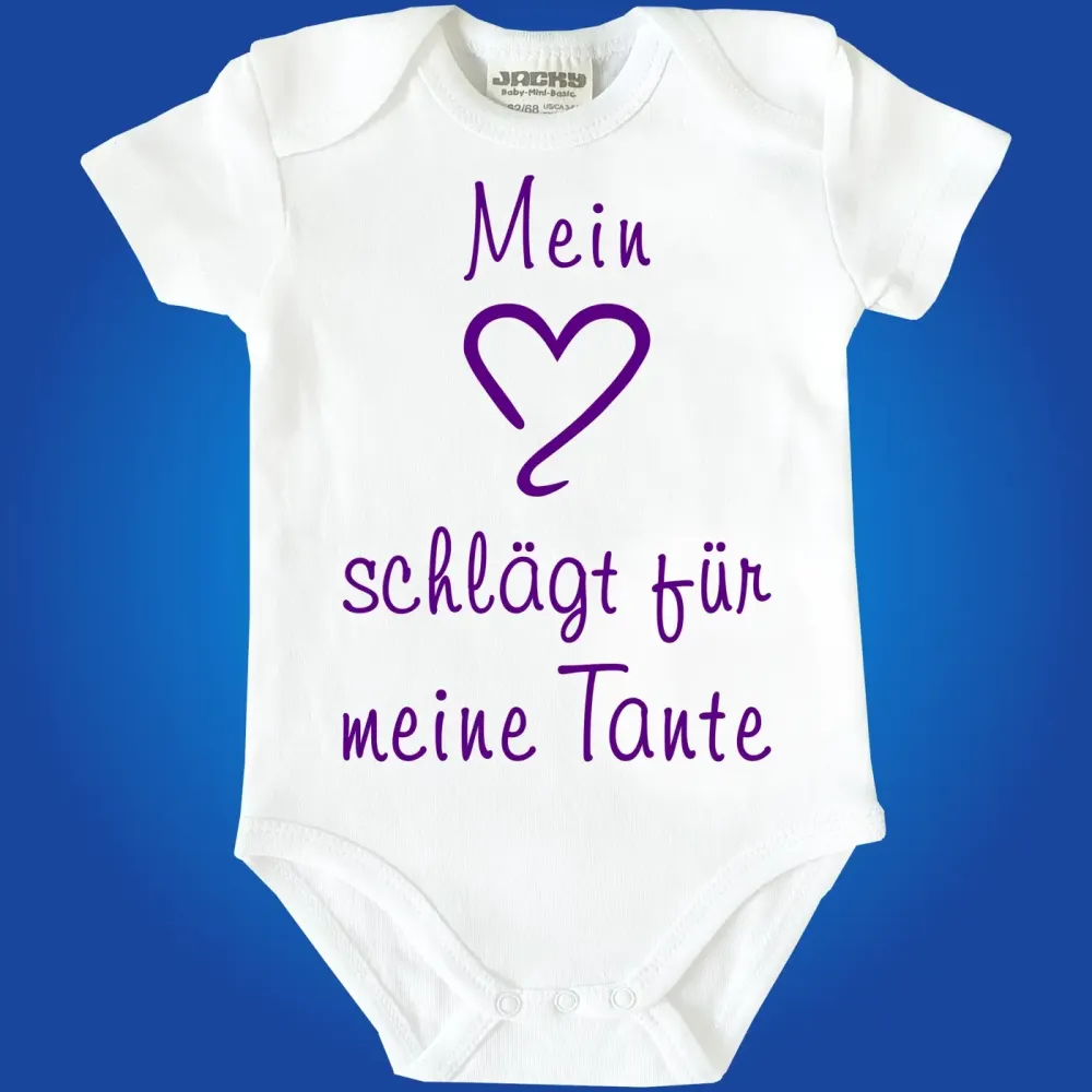 Preview: Mein Herz schlägt für Papa - Mama - Oma - Opa oder Wunschname Preview: Baby-Body Mein Herz schlägt für Tante