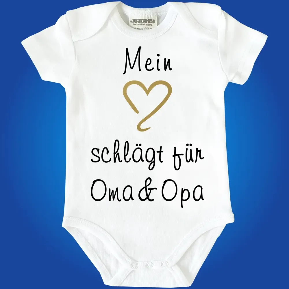 Preview: Mein Herz schlägt für Papa - Mama - Oma - Opa oder Wunschname Preview: Baby-Body Mein Herz schlägt für Oma und Opa