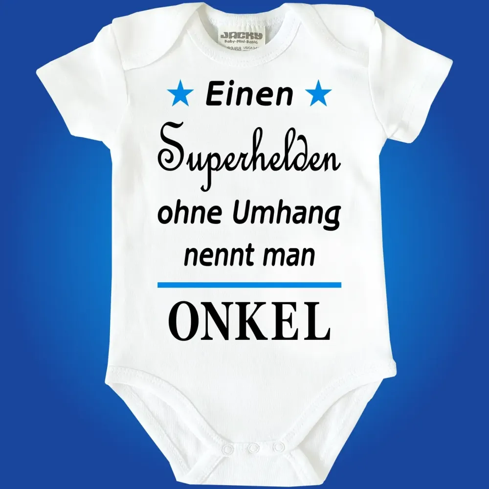 Baby-Body mit Aufdruck Superhelden Onkel