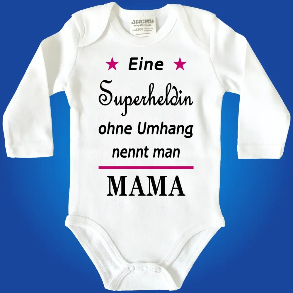 Preview: Personalisierter Babybody mit Superhelden‑Spruch und Wunschname