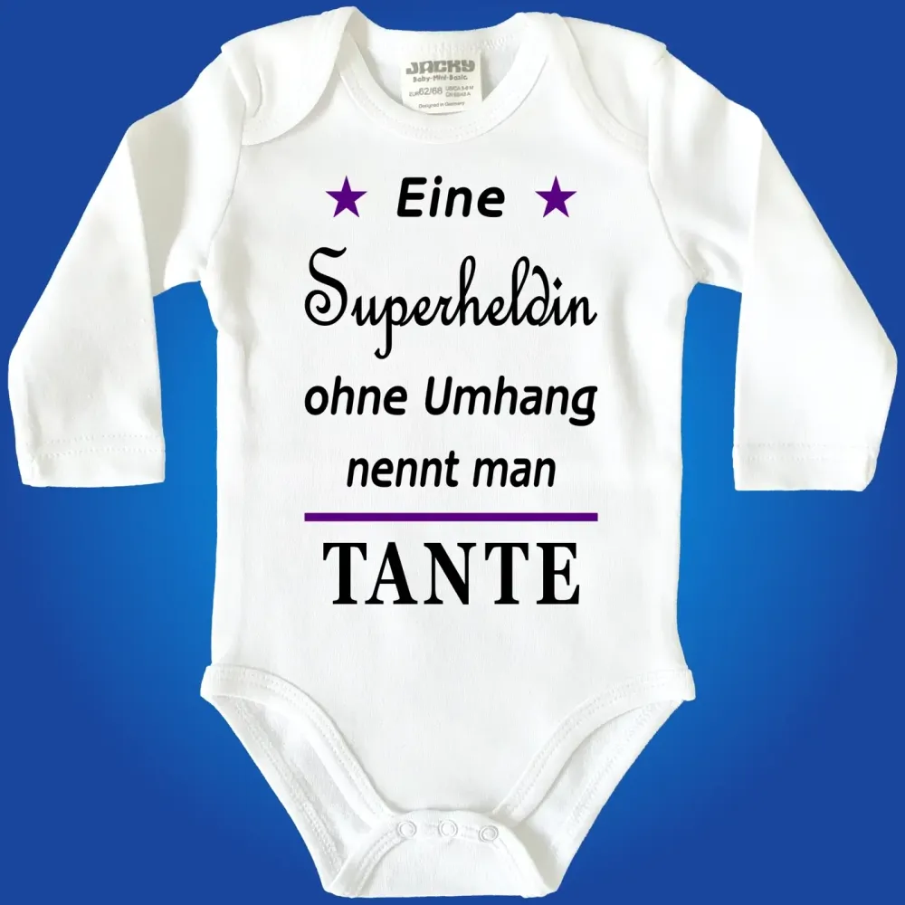 Lustiger Babybody mit Superhelden‑Design und Name