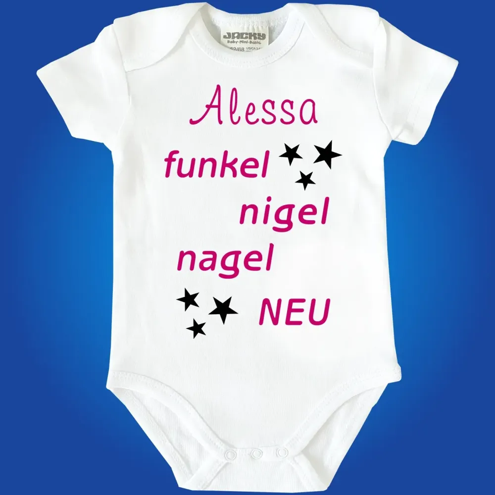 Preview: Lustiger Babybody mit Spruch und individuellem Namen