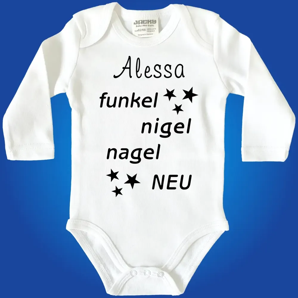 Babybody mit Wunschname zur Babyparty