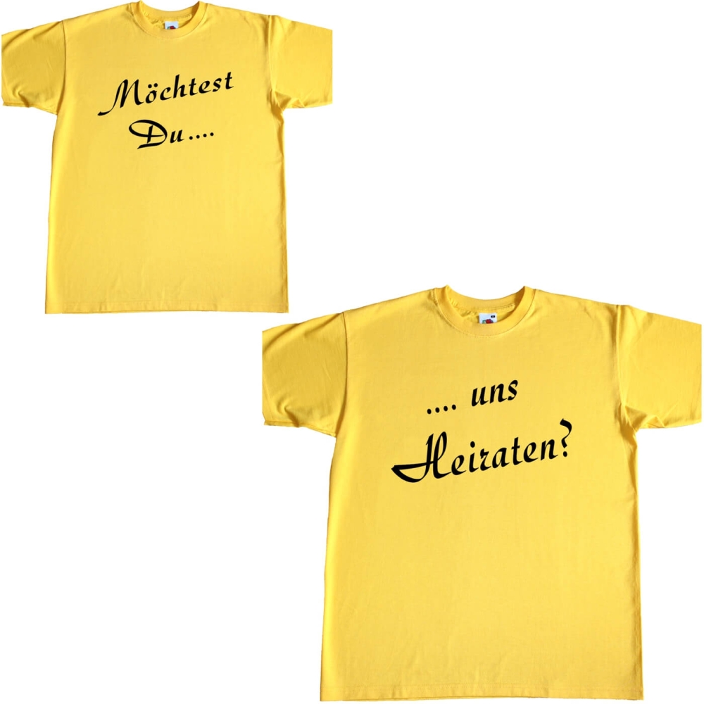 Kinder & Erwachsenen T-Shirts Set Unisex Heiraten Heiratsantrag Hochzeit