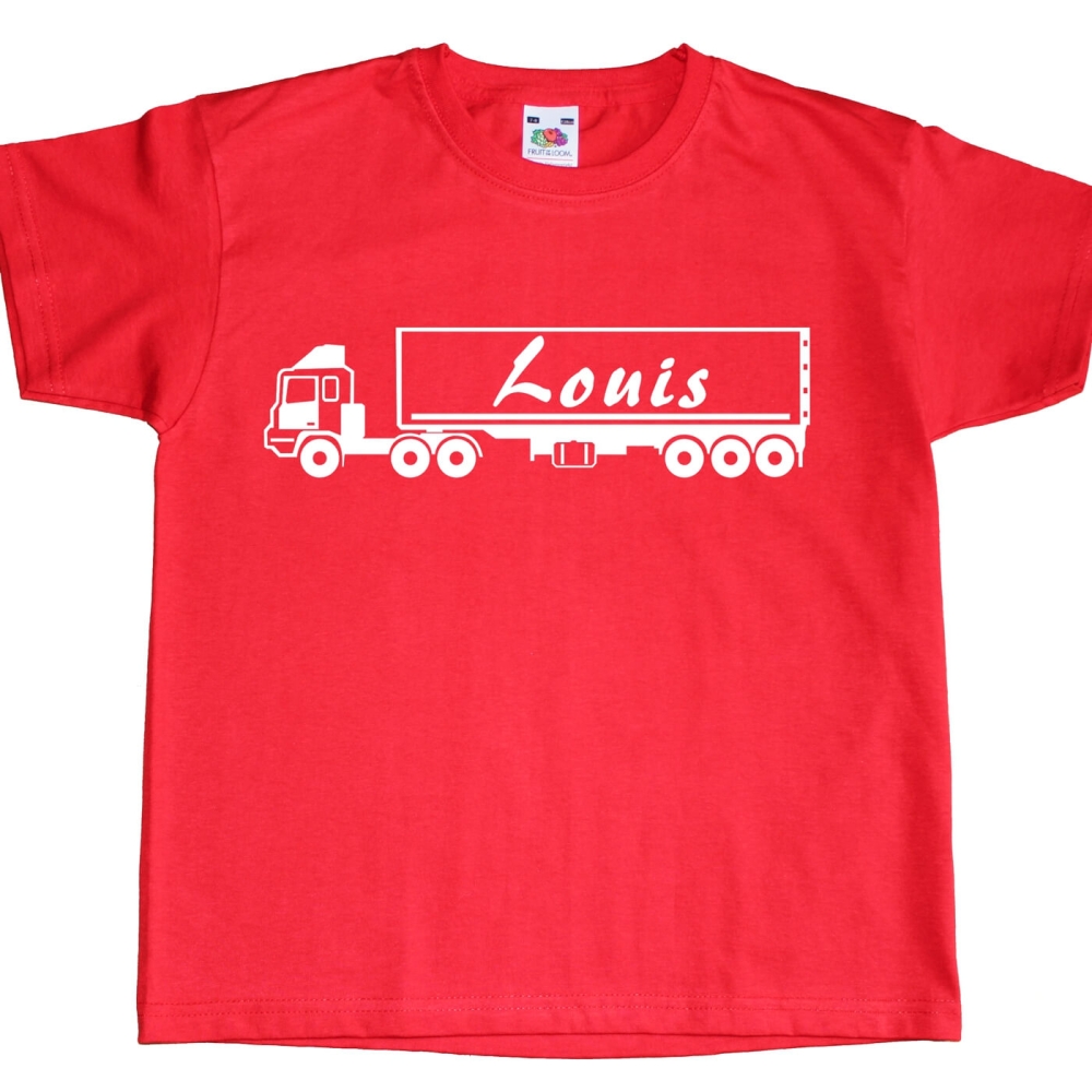 Kinder T-Shirt - Truck mit Wunschname