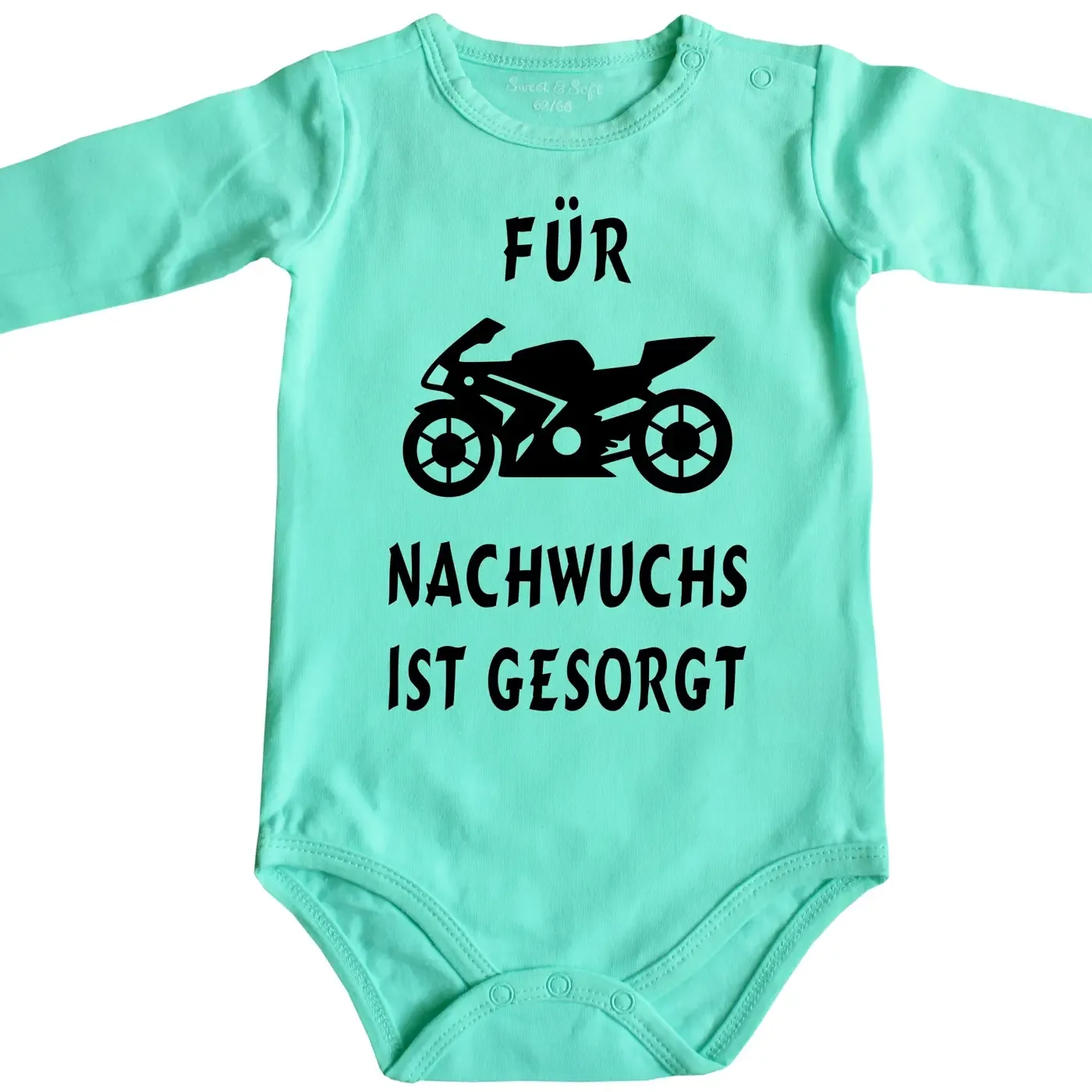 Baby‑Body mit Supersportler‑Motiv und wählbarem Text