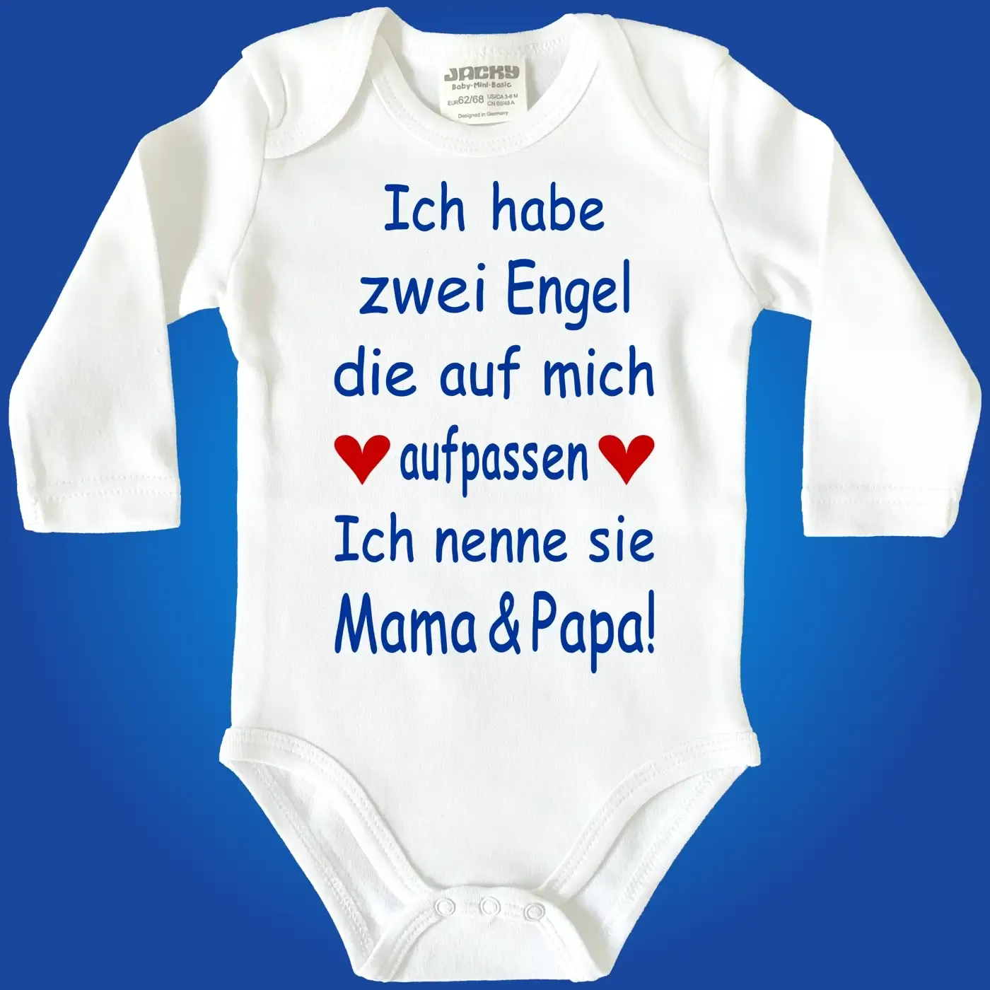 Baby‑Body mit Engel‑Spruch und wählbarem Familiennamen