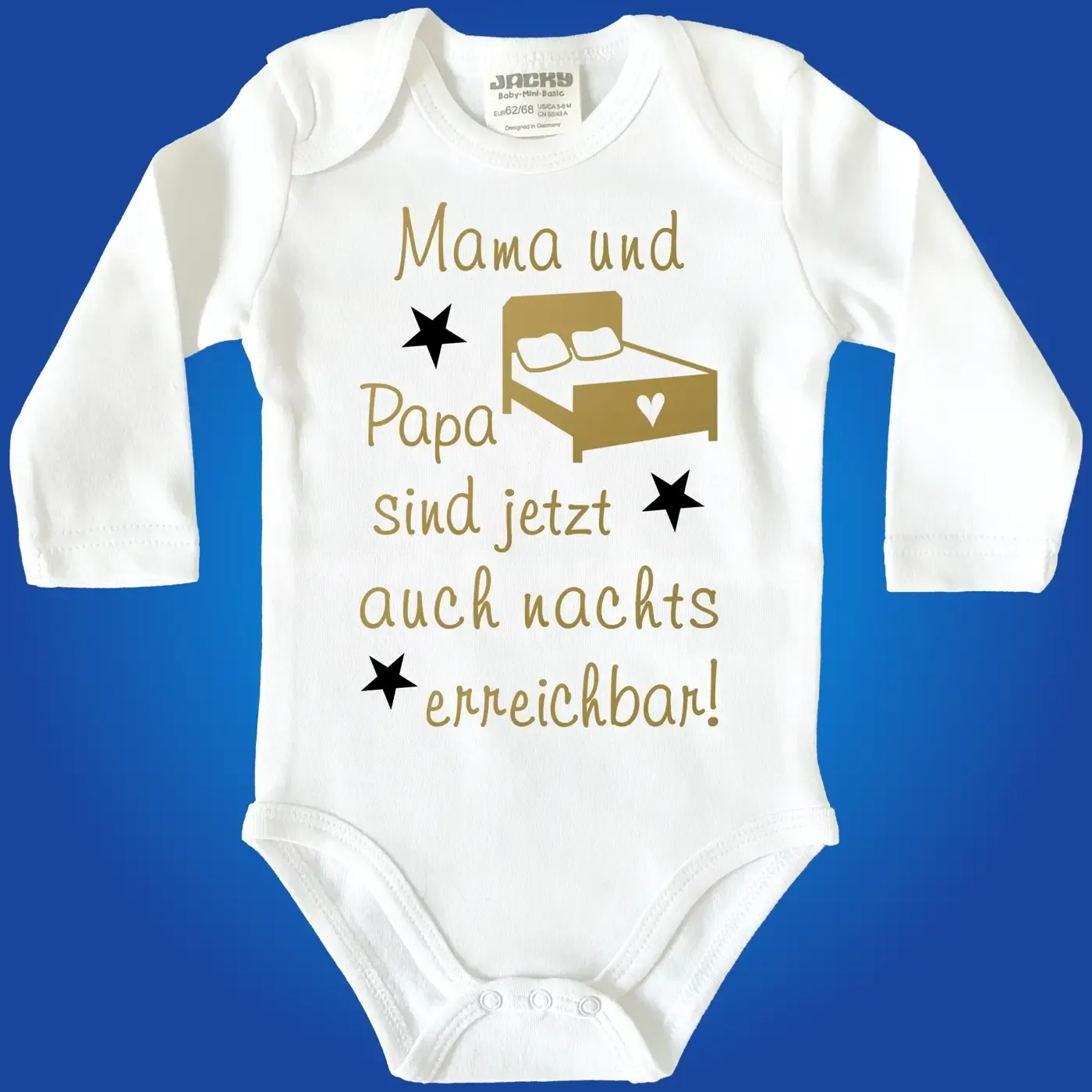 Lustiger Baby‑Body mit Nacht‑Spruch für Eltern